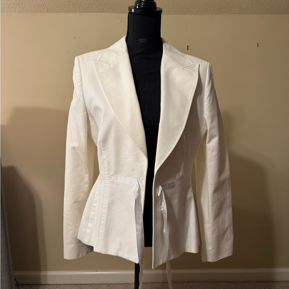 Women's White & Black Tailored Cotton Blazers